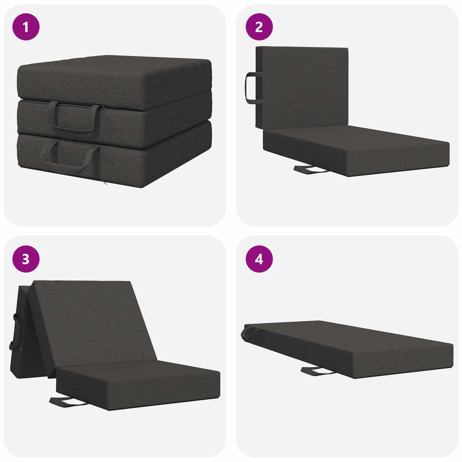 Klappsofa Bett 75 x 63 x 45 cm Dunkelgrau