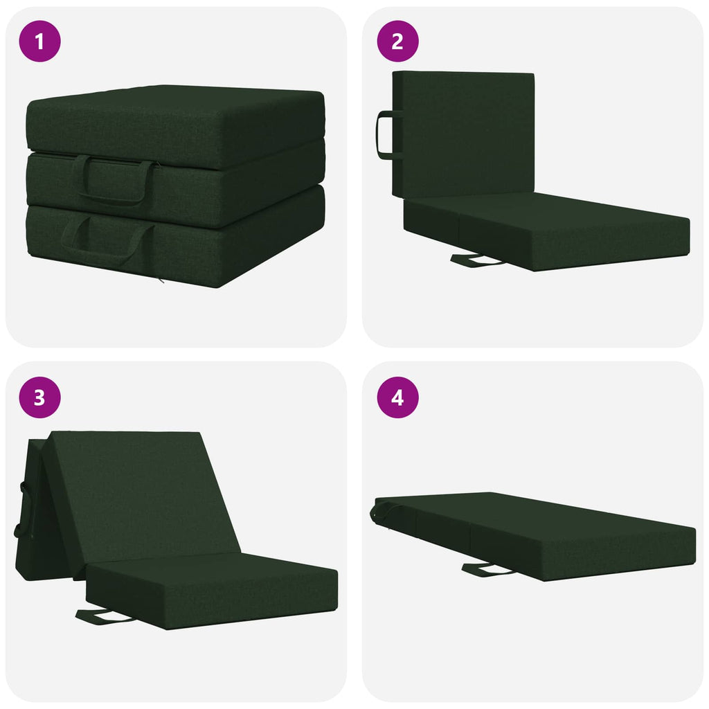 Klappsofa Bett 75 x 63 x 45 cm Dunkelgrün
