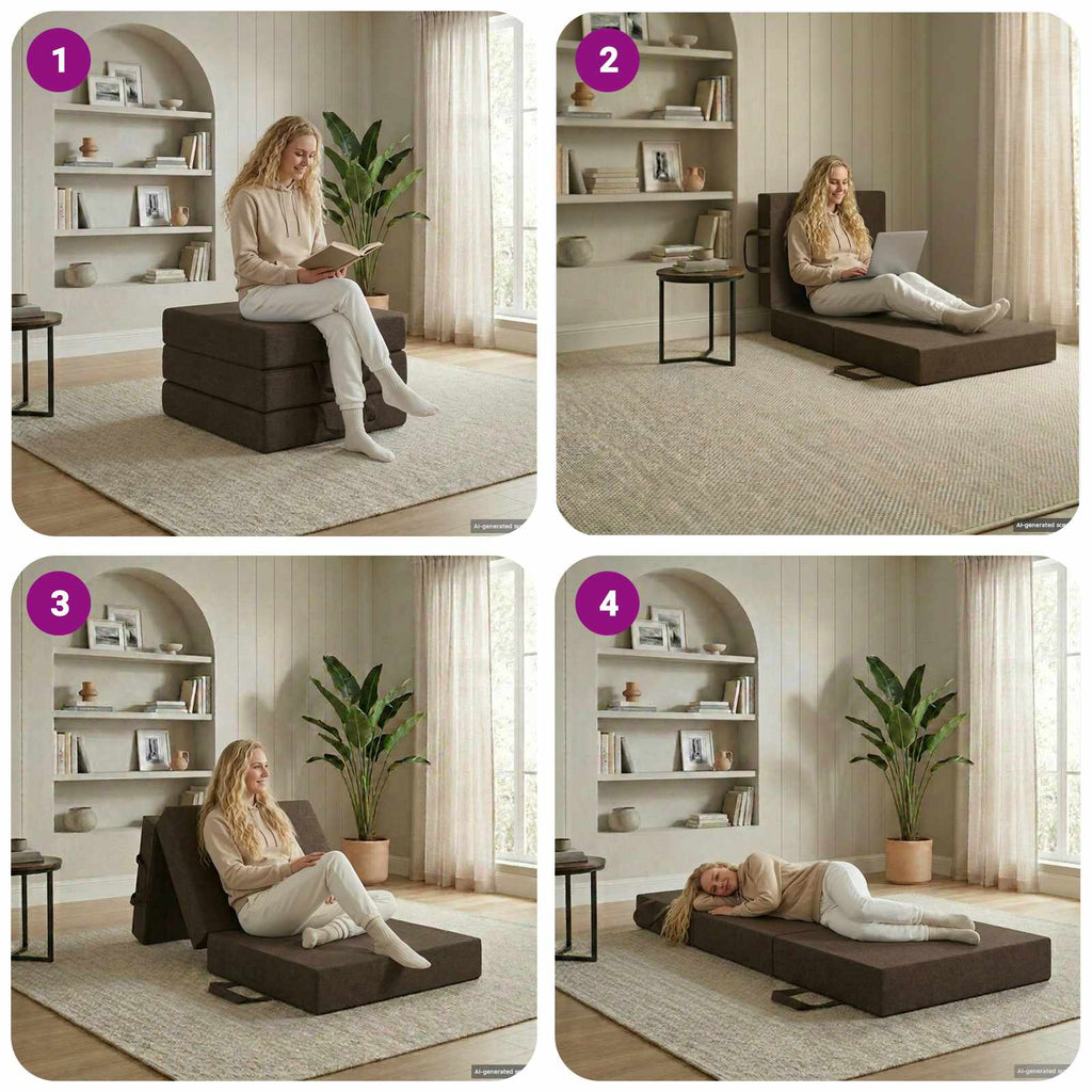 Klappsofa Bett 75 x 63 x 45 cm Taupe