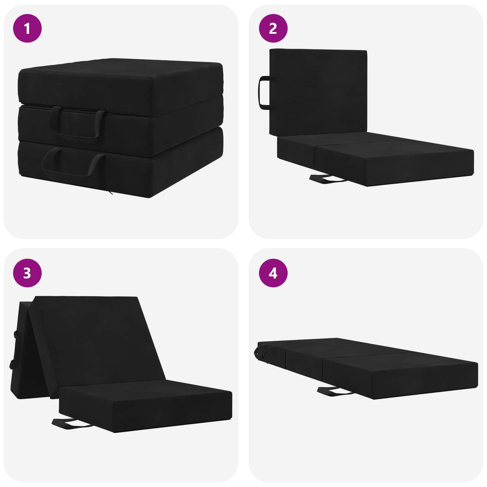 Klappsofa Bett 75 x 63 x 45 cm Schwarz