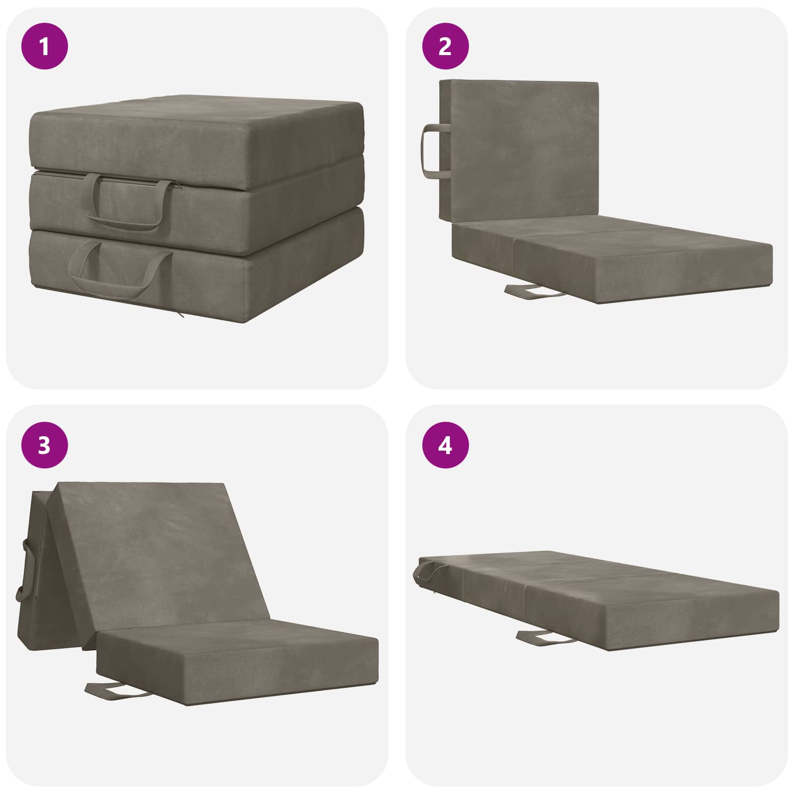 Klappsofa Bett 90 x 63 x 45 cm Hellgrau