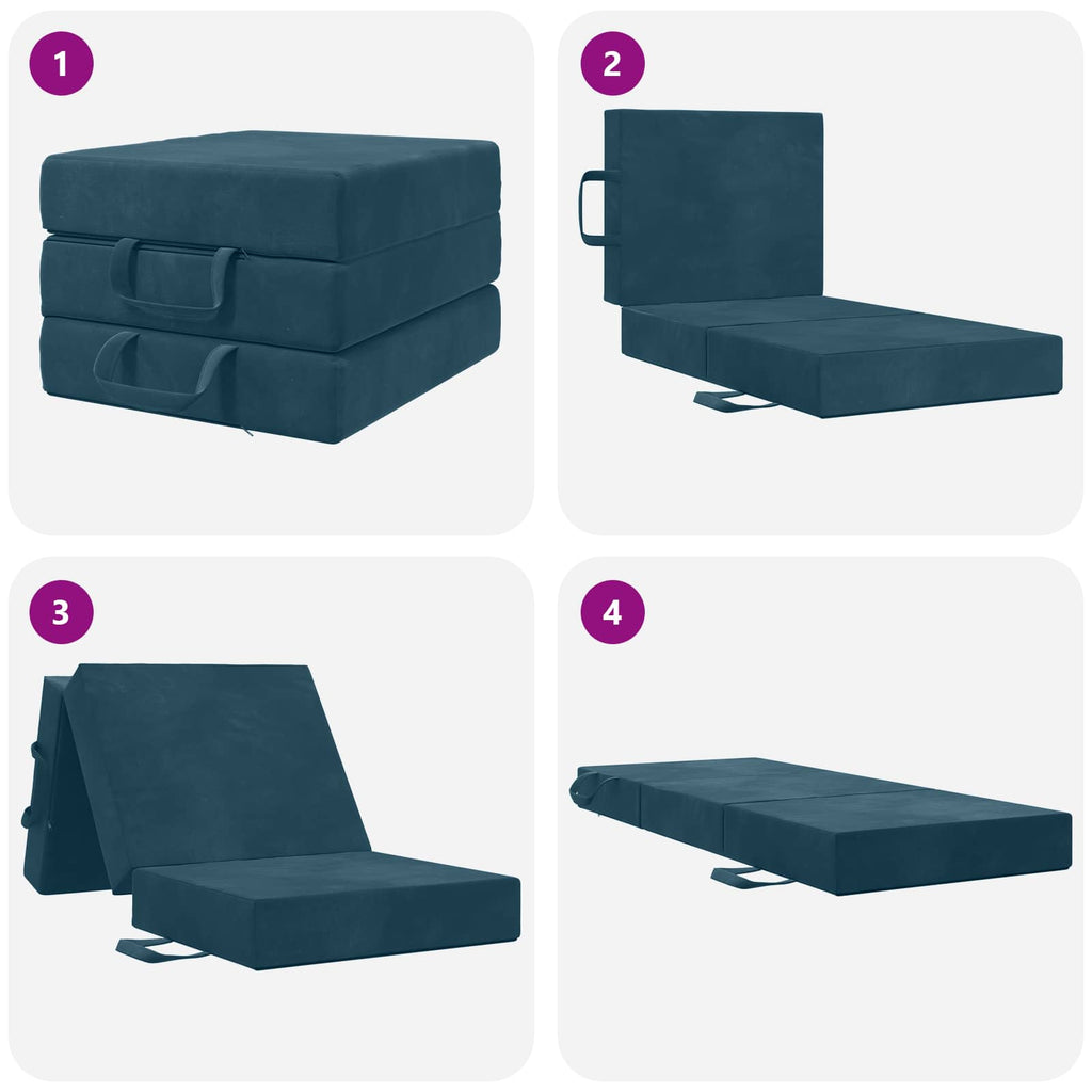 Klappsofa Bett 75 x 67 x 45 cm Blau