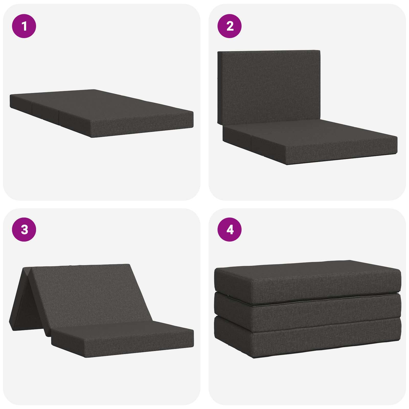 Klappsofa Bett 80 x 67 x 45 cm Dunkelgrau