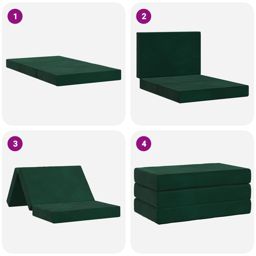 Klappsofa Bett 80 x 67 x 45 cm Dunkelgrün