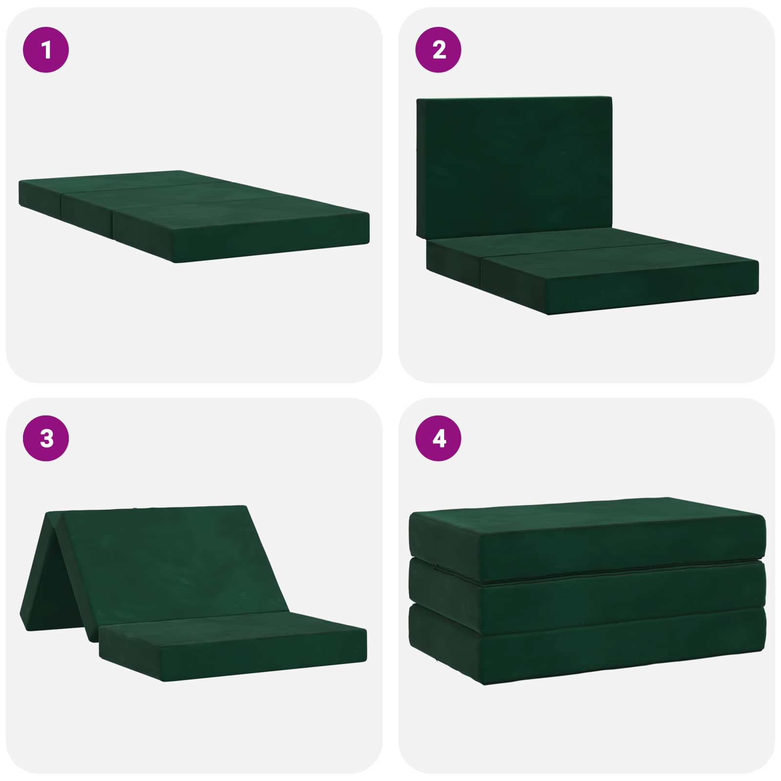 Klappsofa Bett 80 x 67 x 45 cm Dunkelgrün