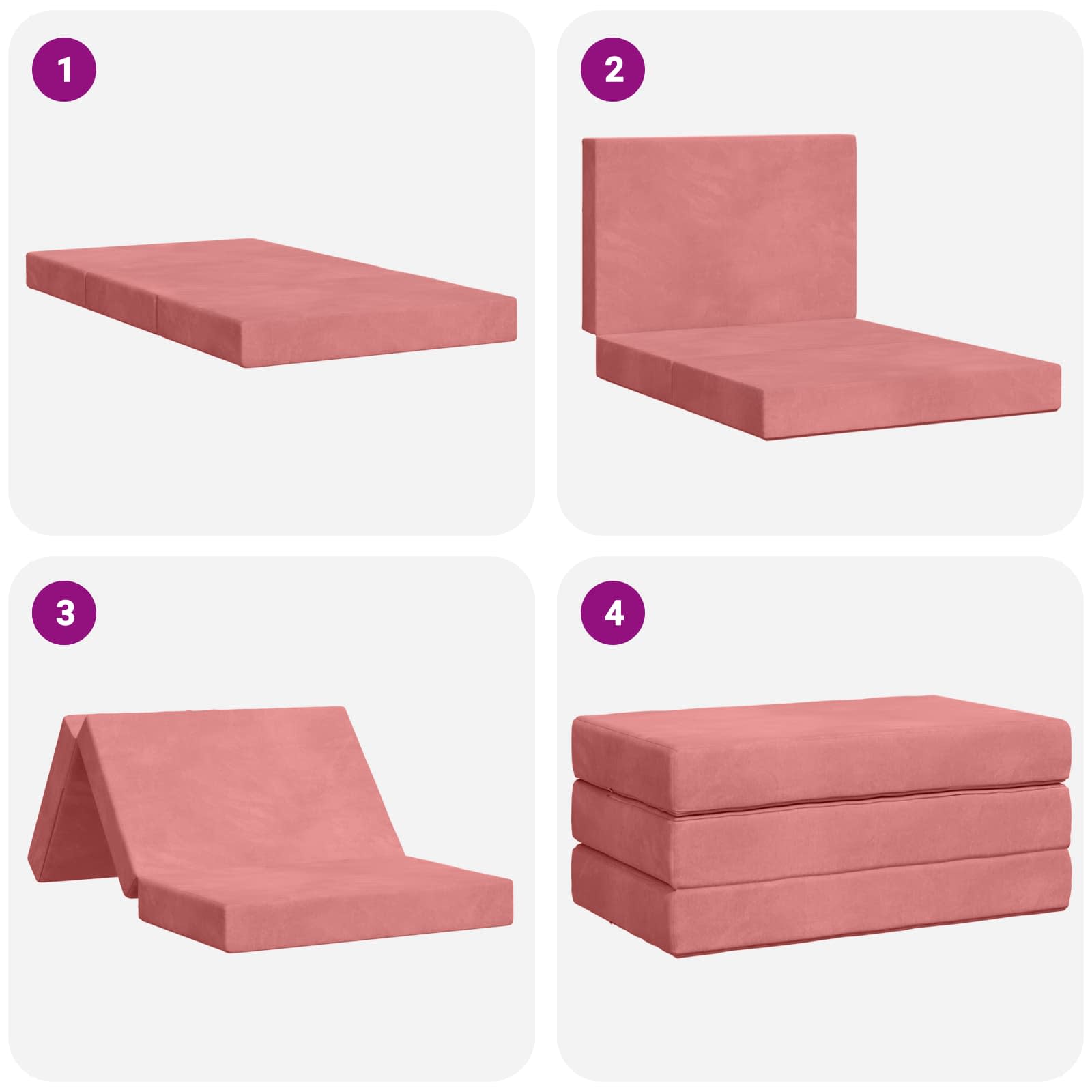 Klappsofa Bett 80 x 67 x 45 cm Rosa
