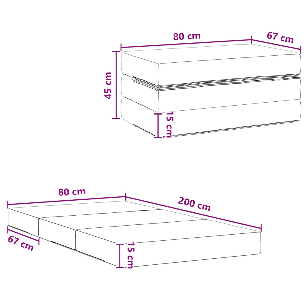 Klappsofa Bett 80 x 67 x 45 cm Rosa
