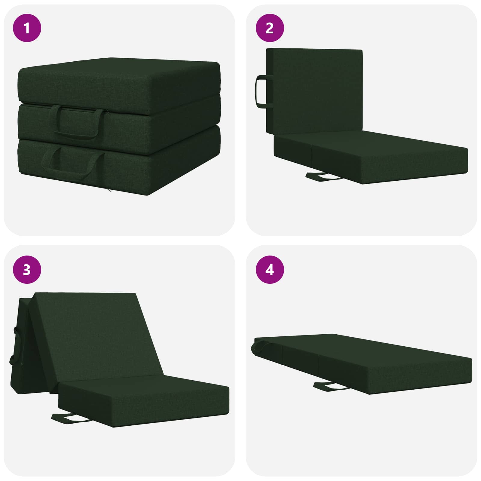 Klappsofa Bett 90 x 67 x 45 cm Dunkelgrün