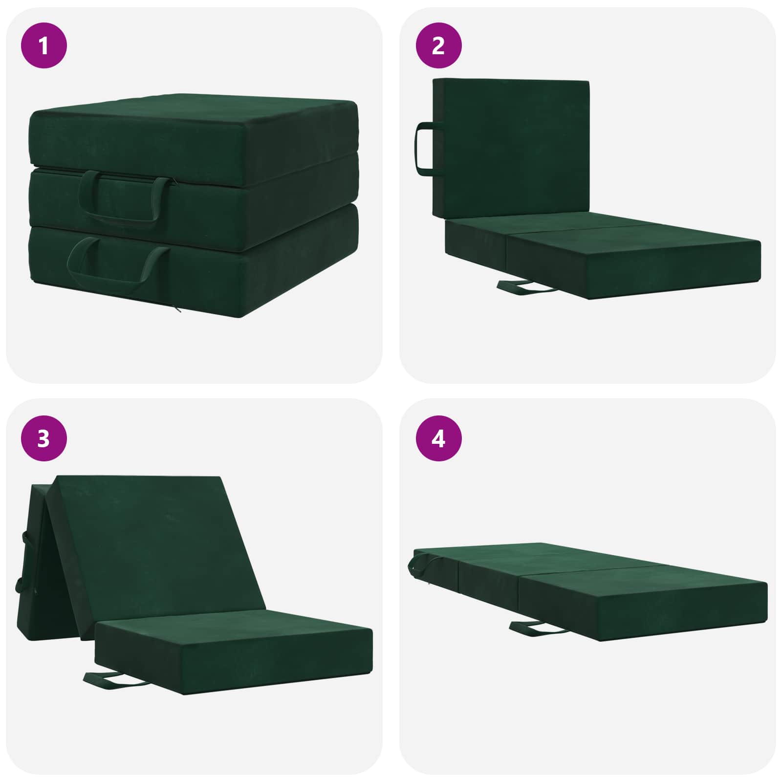Klappsofa Bett 90 x 67 x 45 cm Dunkelgrün