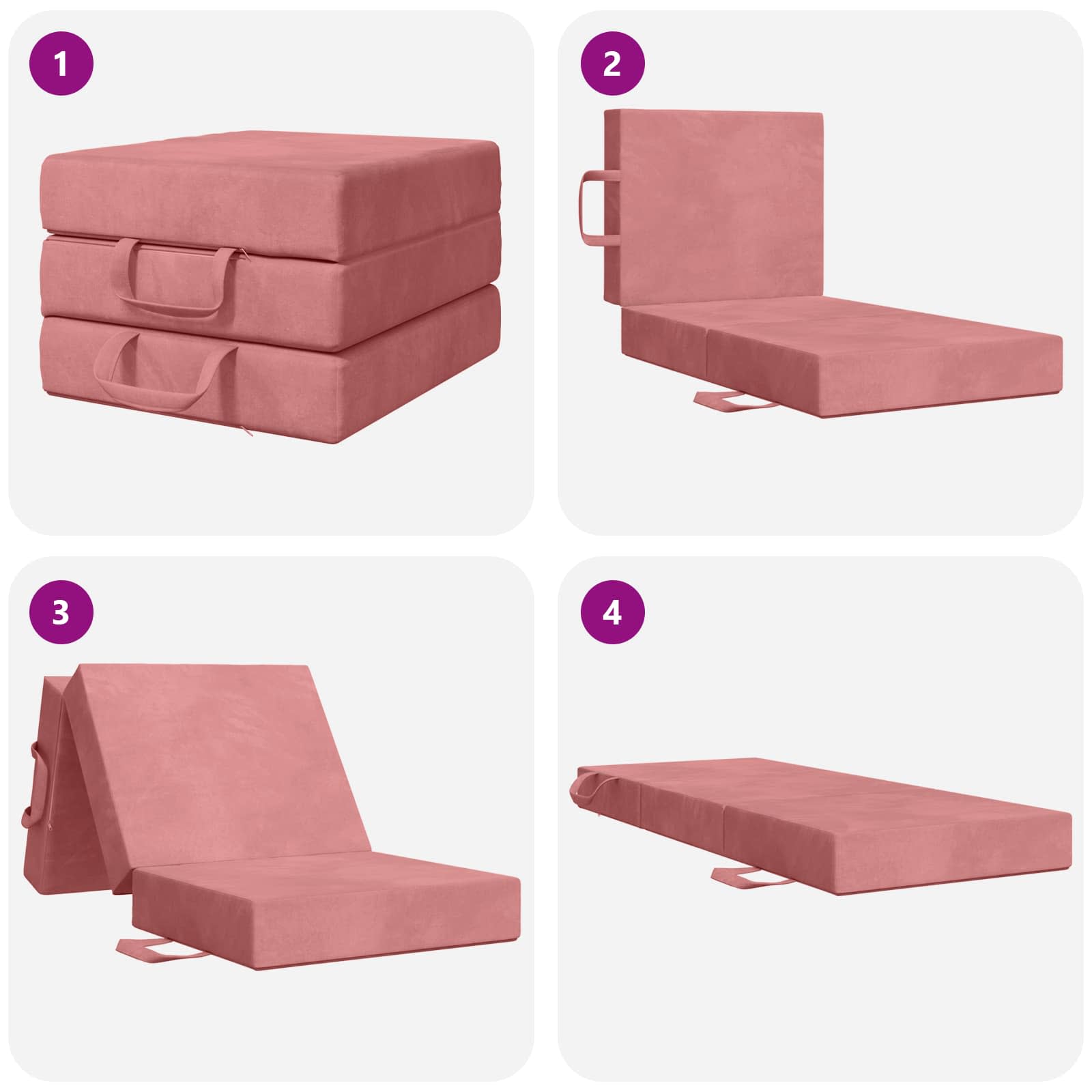 Klappsofa Bett 90 x 67 x 45 cm Rosa