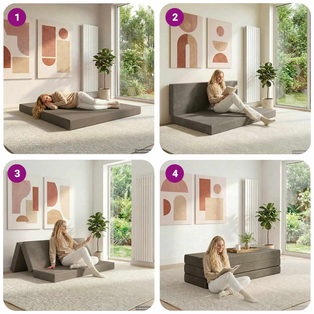 Klappsofa Bett 120 x 67 x 45 cm Hellgrau