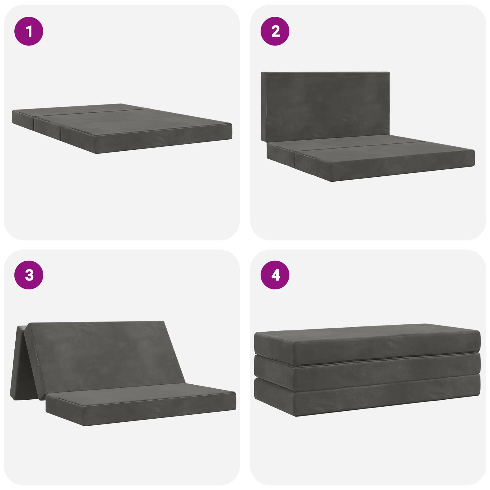Klappsofa Bett 120 x 67 x 45 cm Dunkelgrau