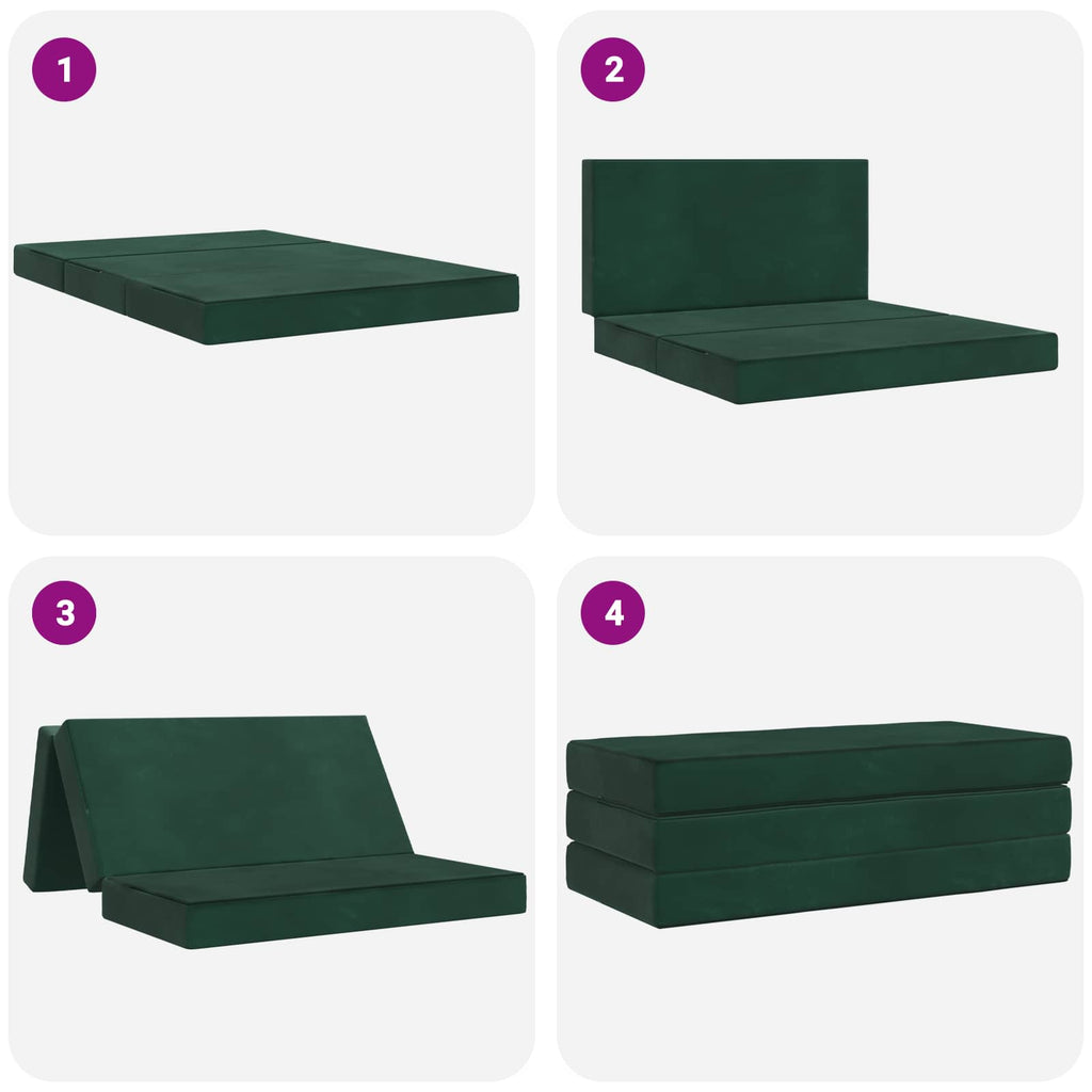 Klappsofa Bett 120 x 67 x 45 cm Dunkelgrün