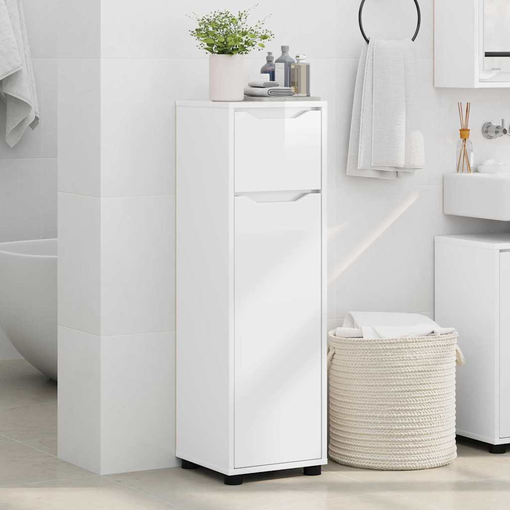 Badezimmerschrank mit Regal Hochglanz Weiß 30,5 x 30 x 101 cm