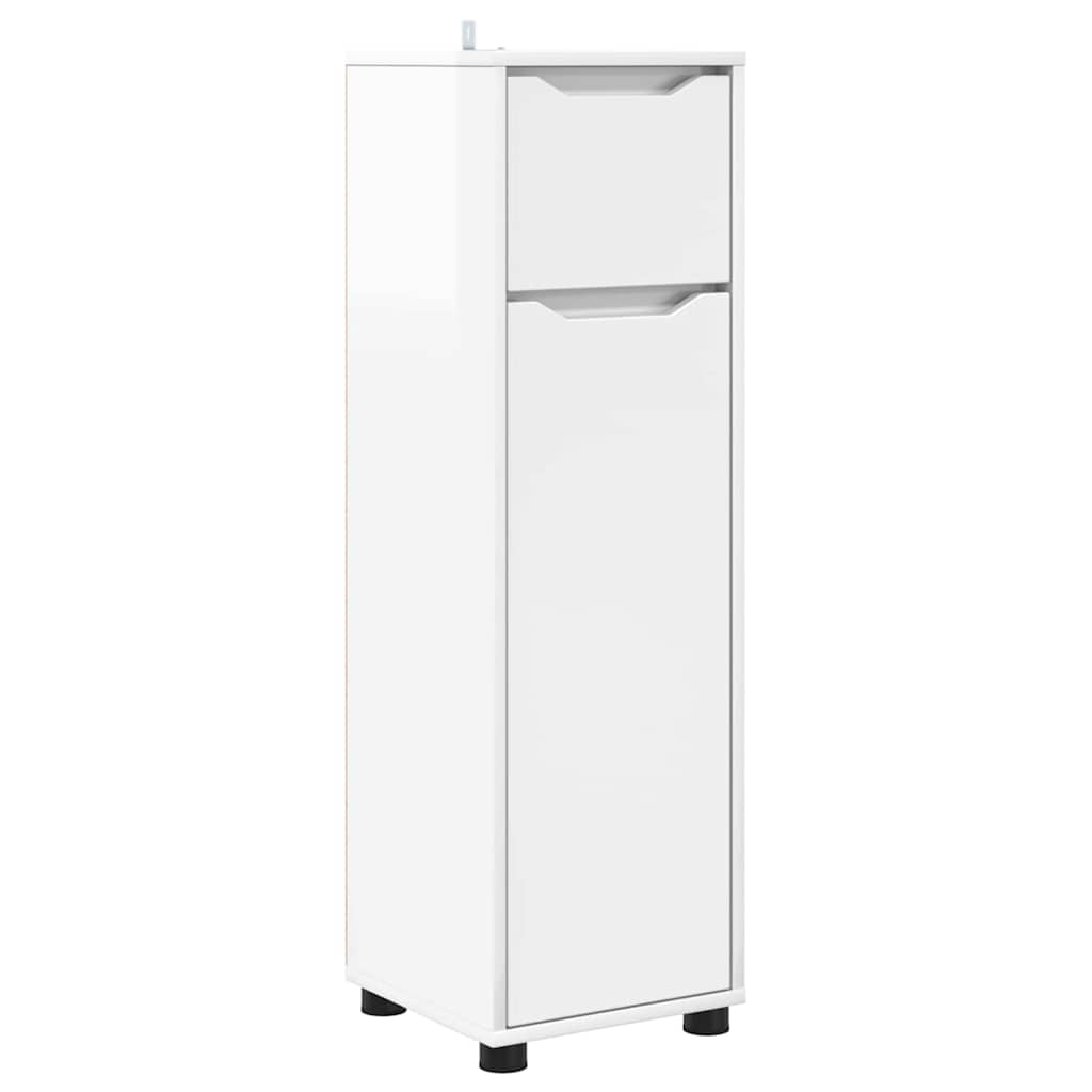 Badezimmerschrank mit Regal Hochglanz Weiß 30,5 x 30 x 101 cm