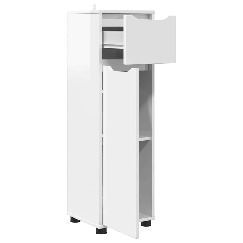 Badezimmerschrank mit Regal Hochglanz Weiß 30,5 x 30 x 101 cm