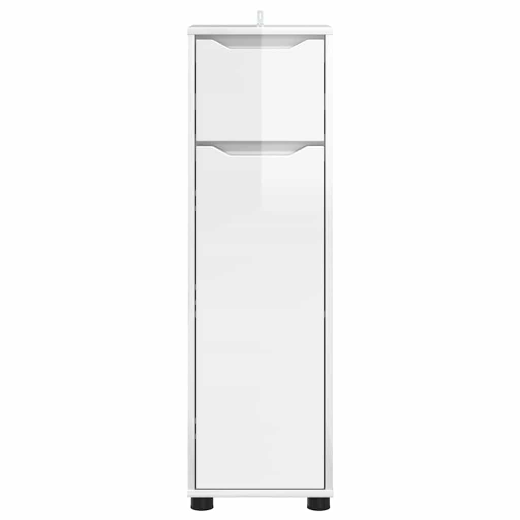 Badezimmerschrank mit Regal Hochglanz Weiß 30,5 x 30 x 101 cm
