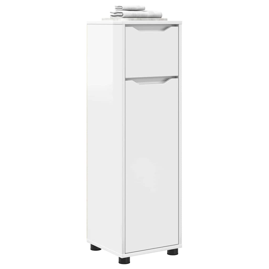 Badezimmerschrank mit Regal Hochglanz Weiß 30,5 x 30 x 101 cm