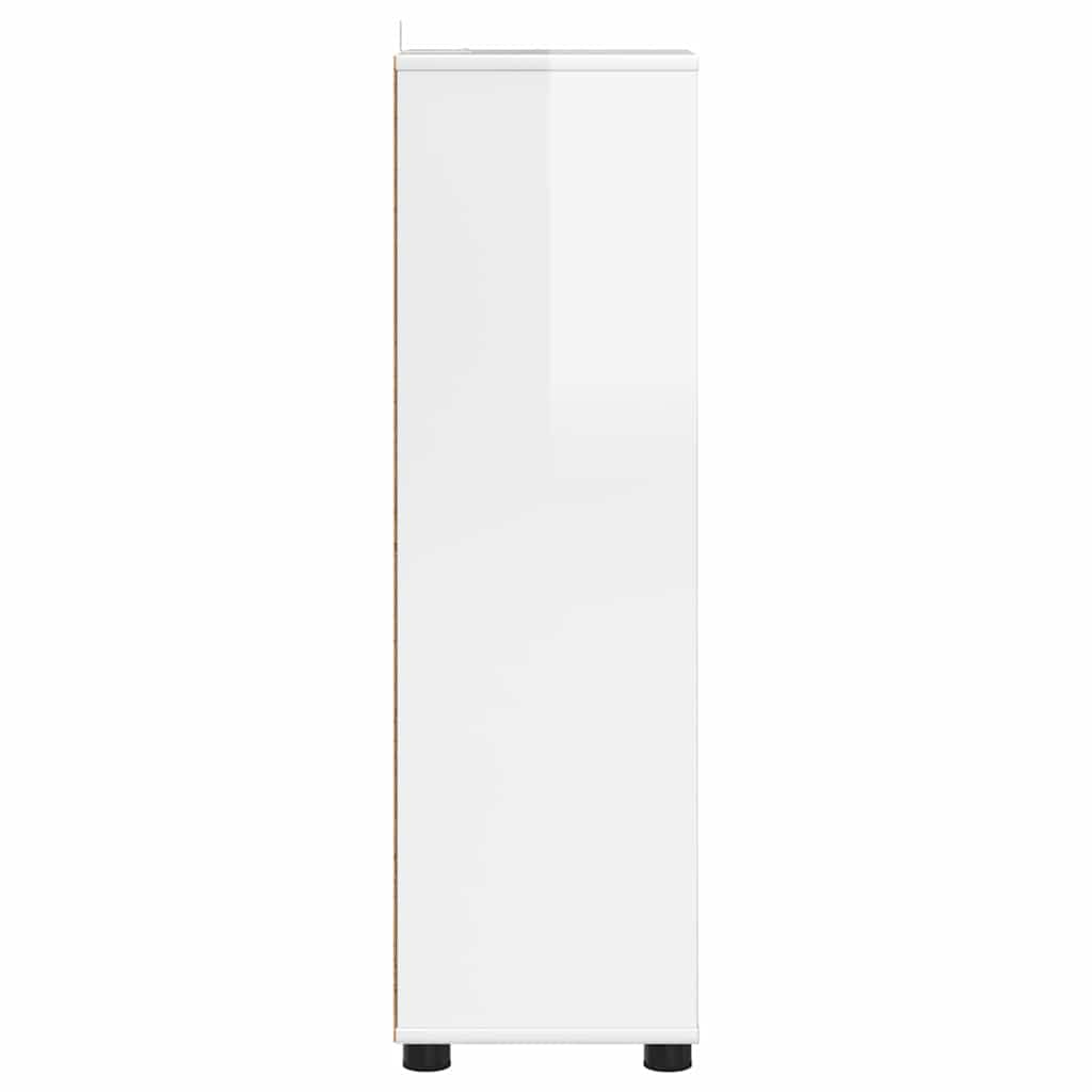 Badezimmerschrank mit Regal Hochglanz Weiß 30,5 x 30 x 101 cm