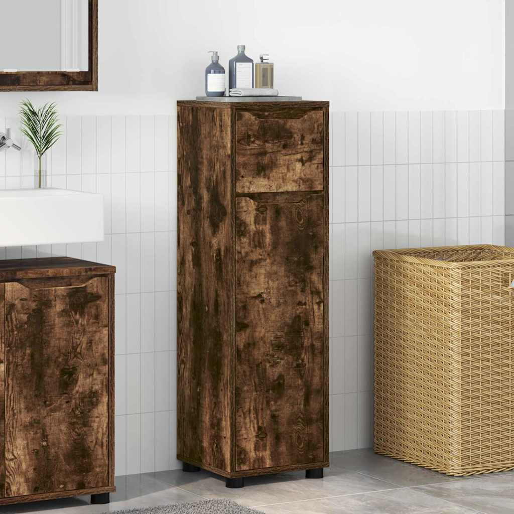 Badezimmerschrank mit Tür Geräucherte Eiche 30,5 x 30 x 101 cm