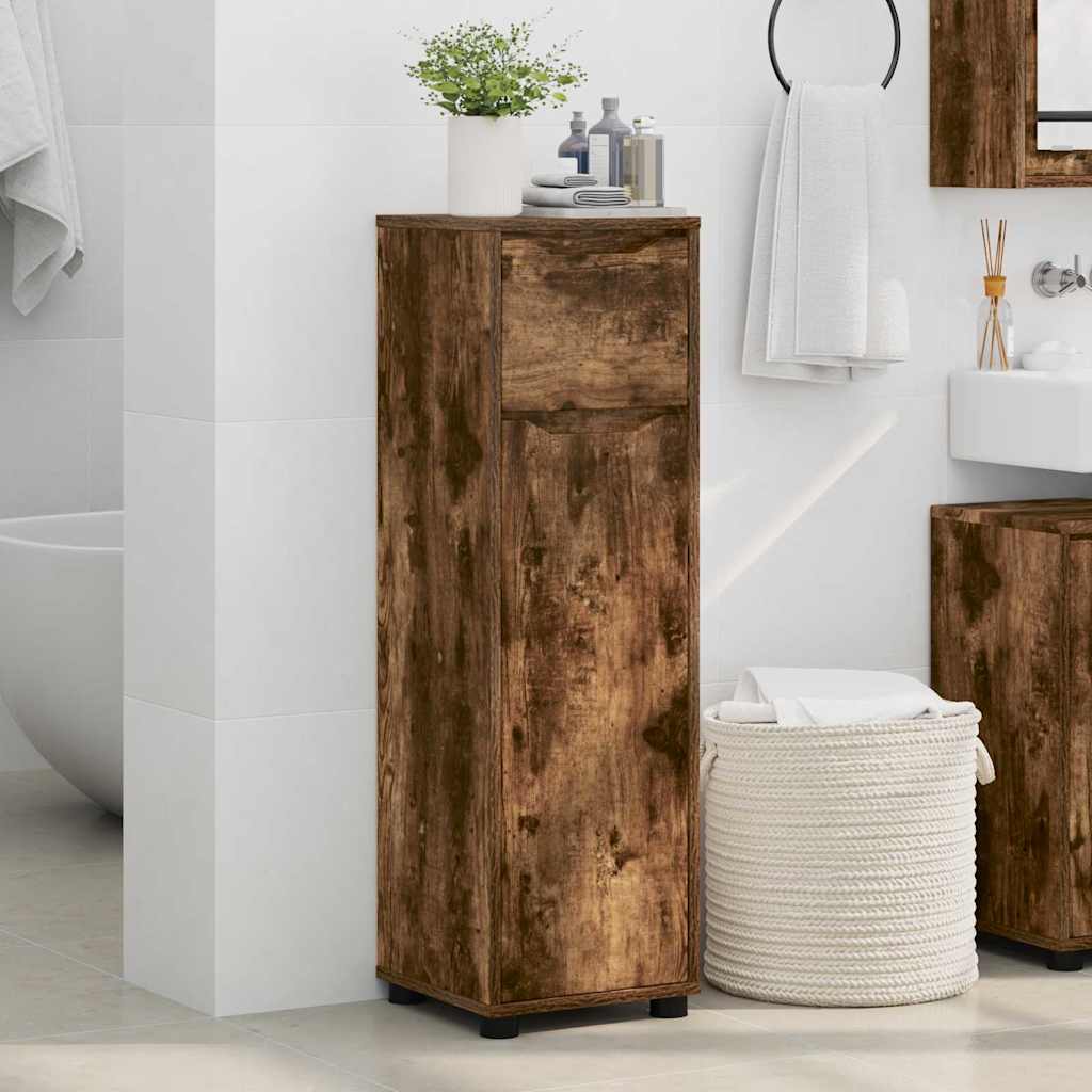 Badezimmerschrank mit Tür Geräucherte Eiche 30,5 x 30 x 101 cm