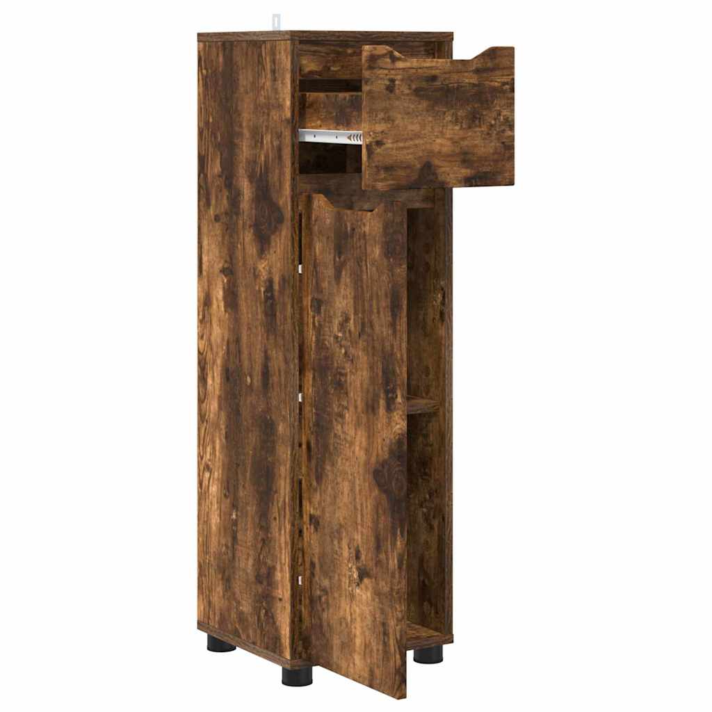 Badezimmerschrank mit Tür Geräucherte Eiche 30,5 x 30 x 101 cm