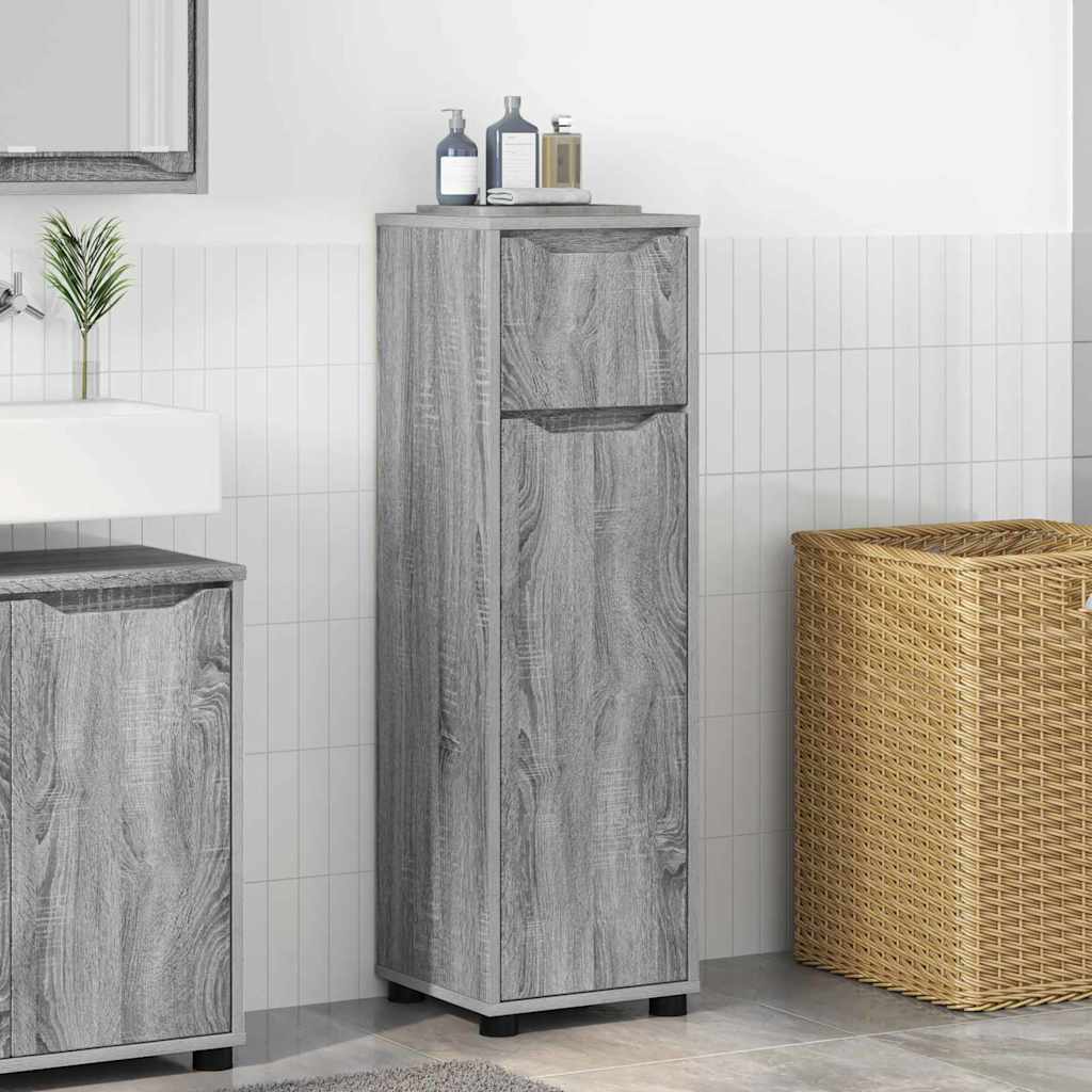 Badezimmerschrank mit Regal Graues Sonoma 30,5 x 30 x 101 cm