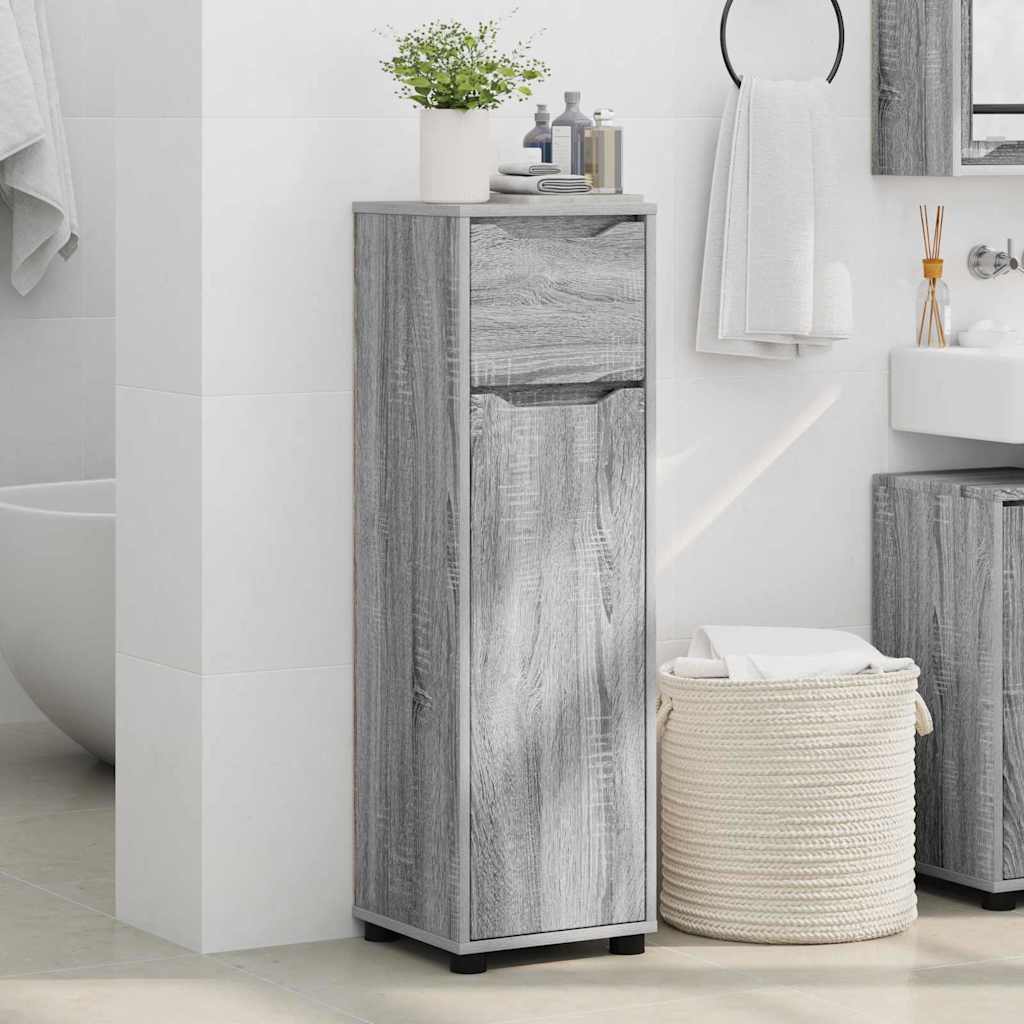 Badezimmerschrank mit Regal Graues Sonoma 30,5 x 30 x 101 cm