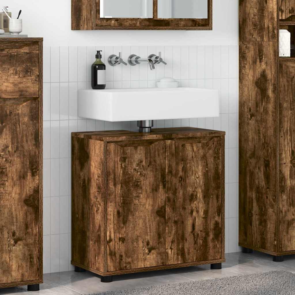 Badezimmerwaschbecken-Schrank Geräucherte Eiche 60 x 30 x 60 cm