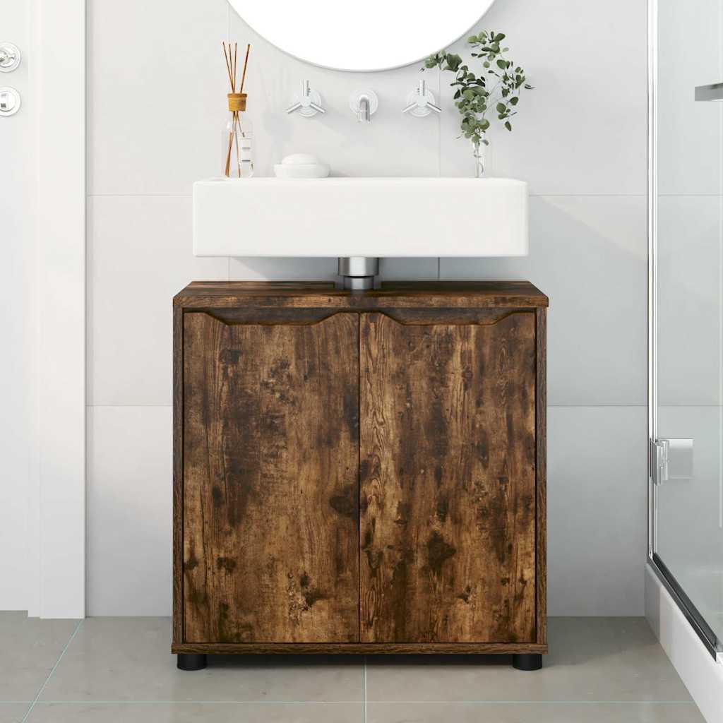 Badezimmerwaschbecken-Schrank Geräucherte Eiche 60 x 30 x 60 cm