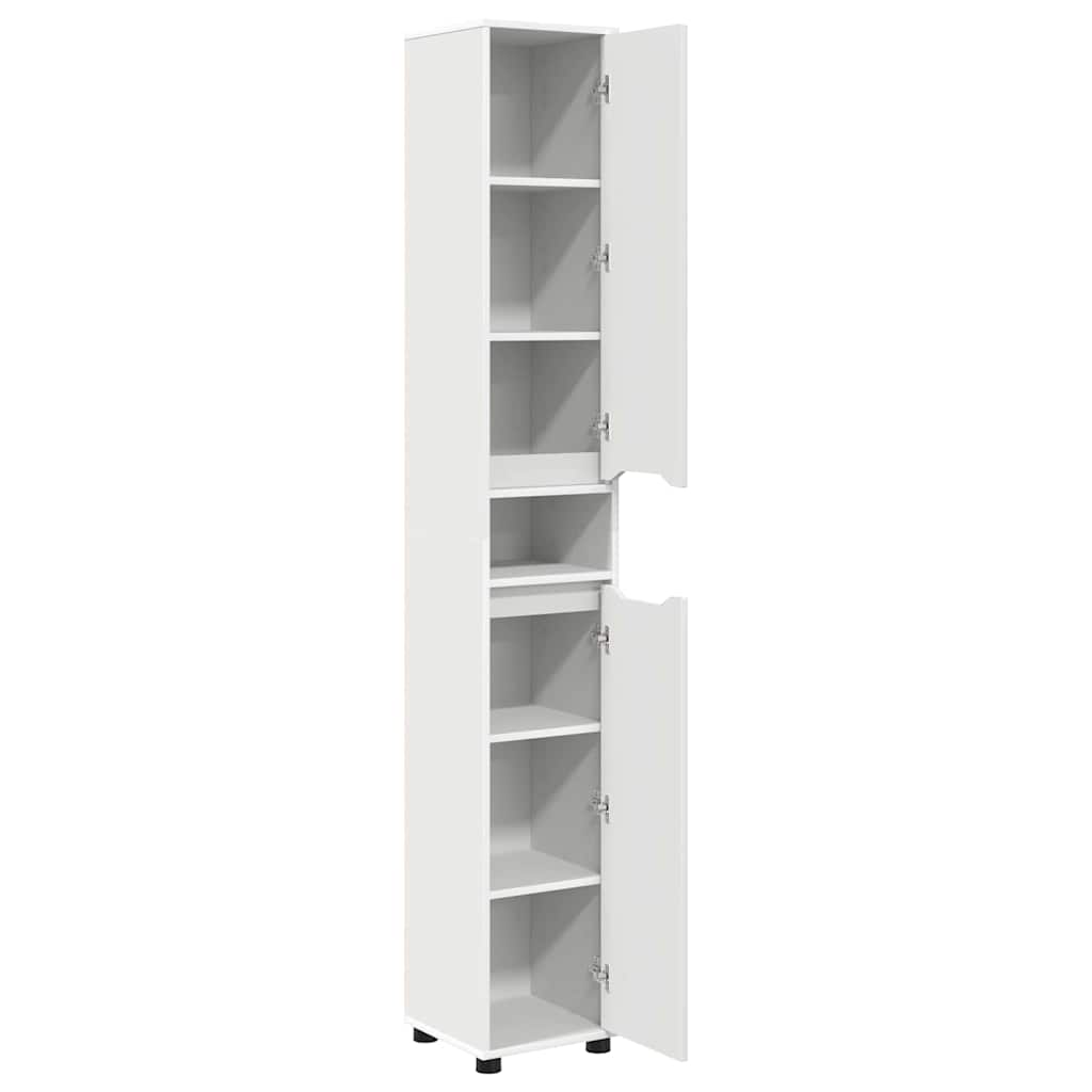 Badezimmerschrank mit Tür Weiß 30,5 x 30 x 195 cm Holzwerkstoff