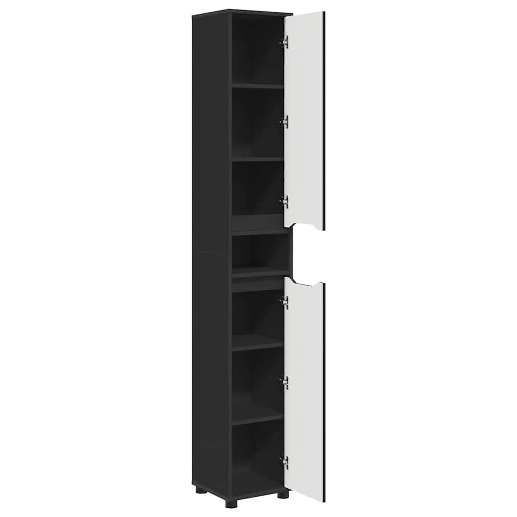 Badezimmerschrank Schwarz 30,5 x 30 x 195 cm Holzwerkstoff