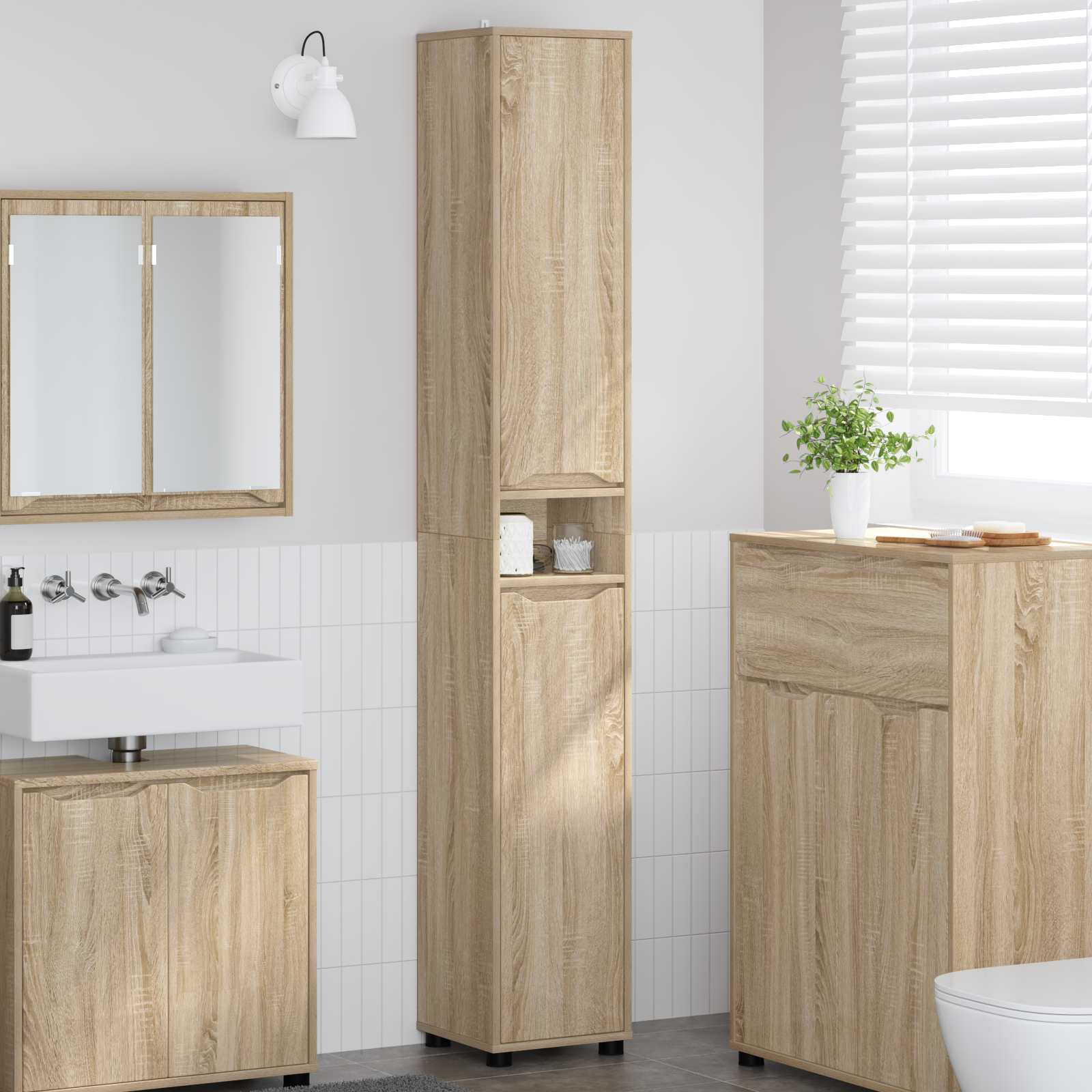 Badezimmerschrank Sonoma-Eiche 30,5 x 30 x 195 cm Holzwerkstoff