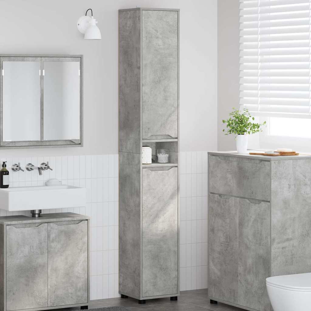 Badezimmerschrank Beton Grau 30,5 x 30 x 195 cm Holzwerkstoff