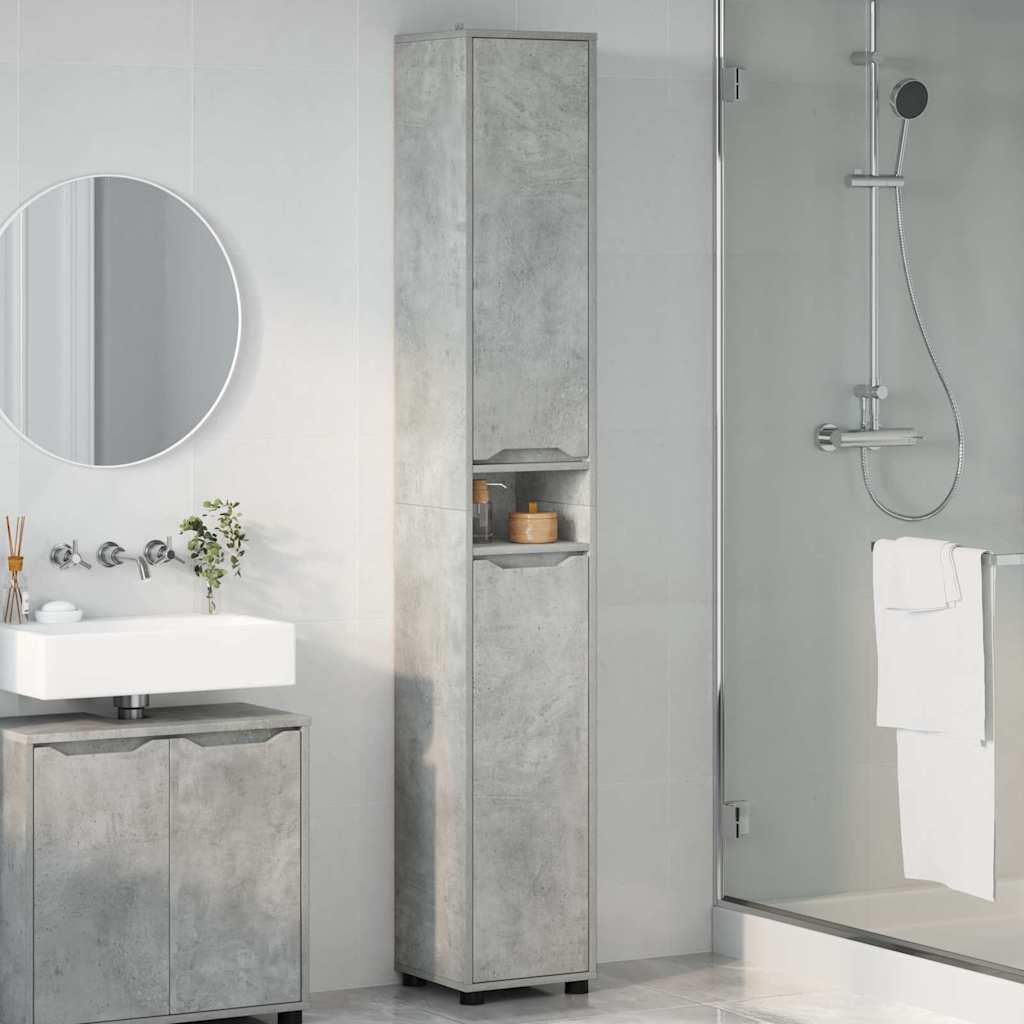 Badezimmerschrank Beton Grau 30,5 x 30 x 195 cm Holzwerkstoff