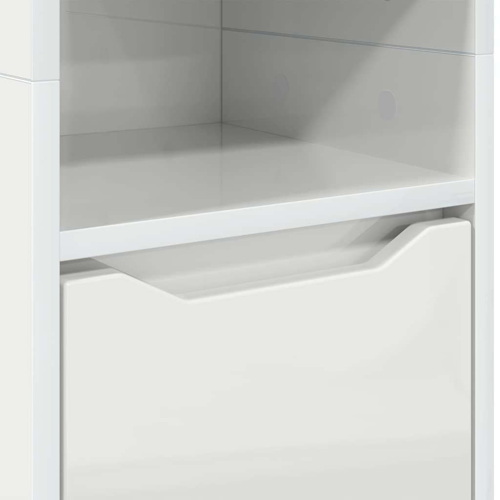 Badezimmerschrank mit Regal Hochglanz Weiß 30,5 x 30 x 195 cm