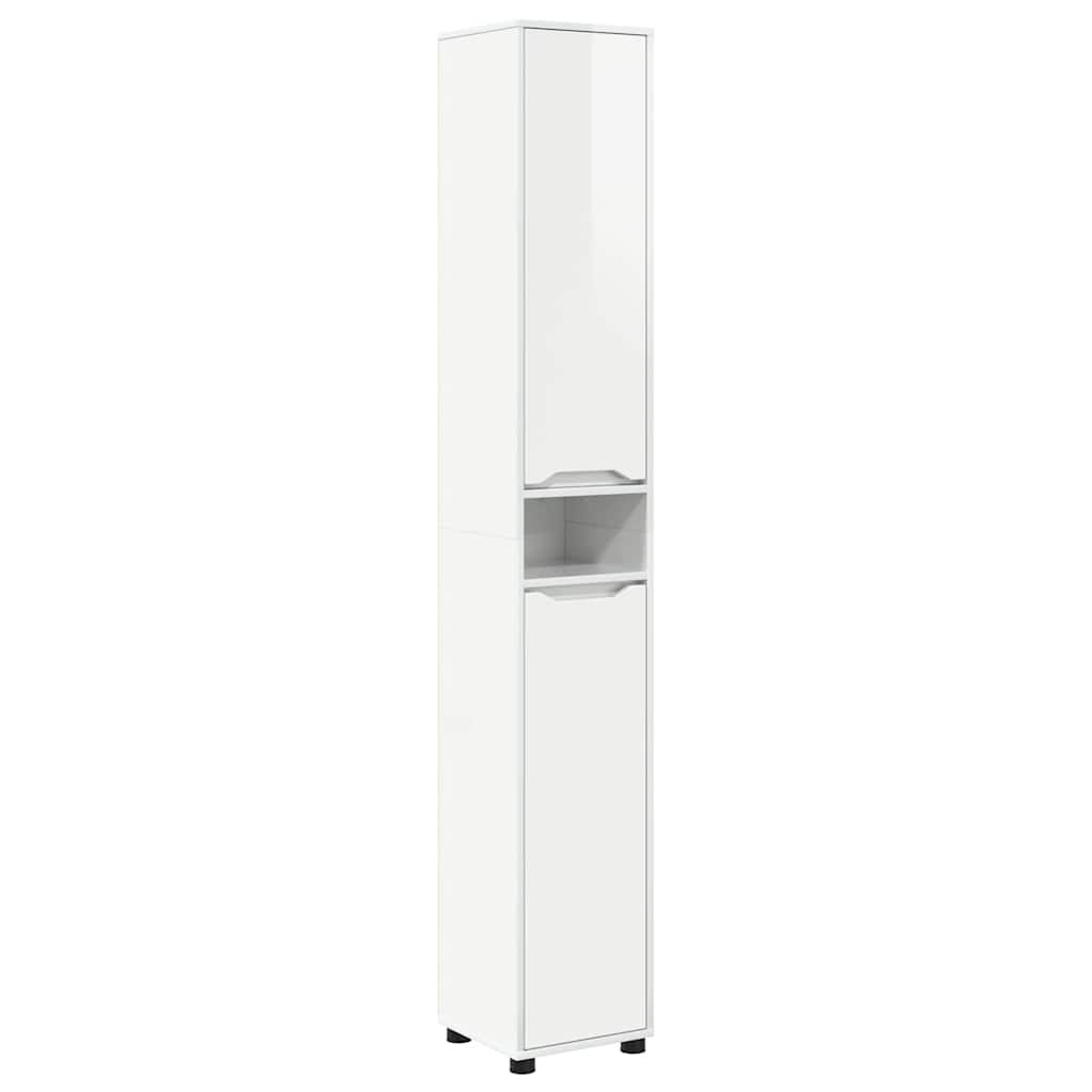 Badezimmerschrank mit Regal Hochglanz Weiß 30,5 x 30 x 195 cm