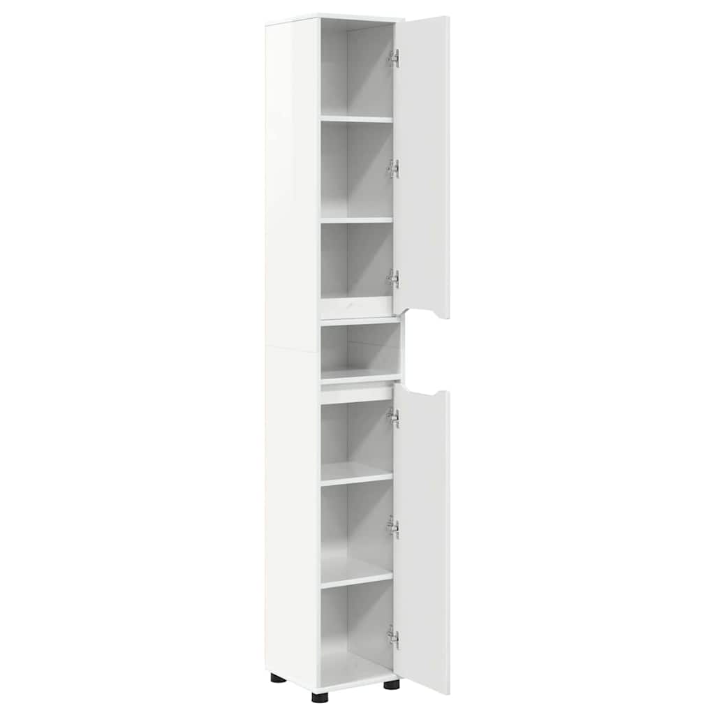 Badezimmerschrank mit Regal Hochglanz Weiß 30,5 x 30 x 195 cm