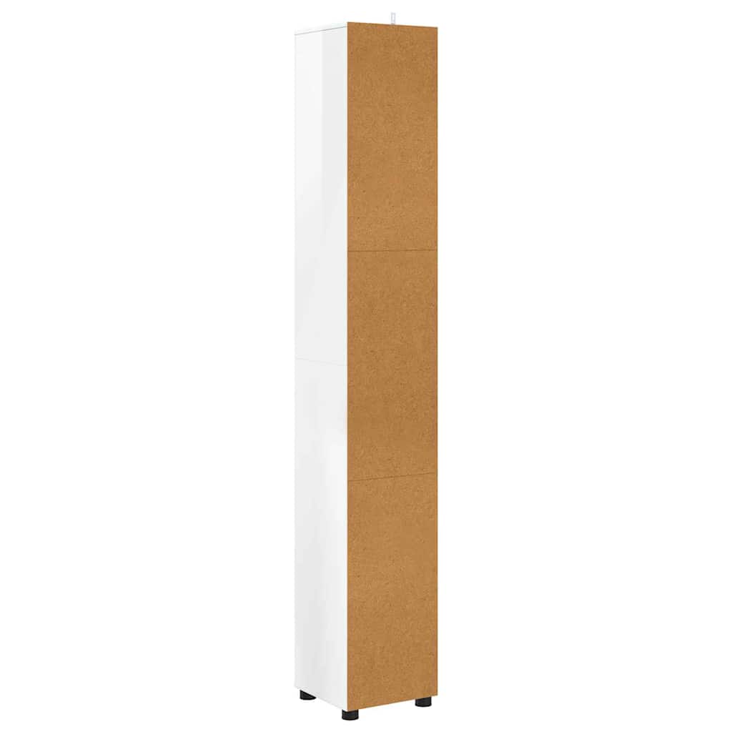 Badezimmerschrank mit Regal Hochglanz Weiß 30,5 x 30 x 195 cm
