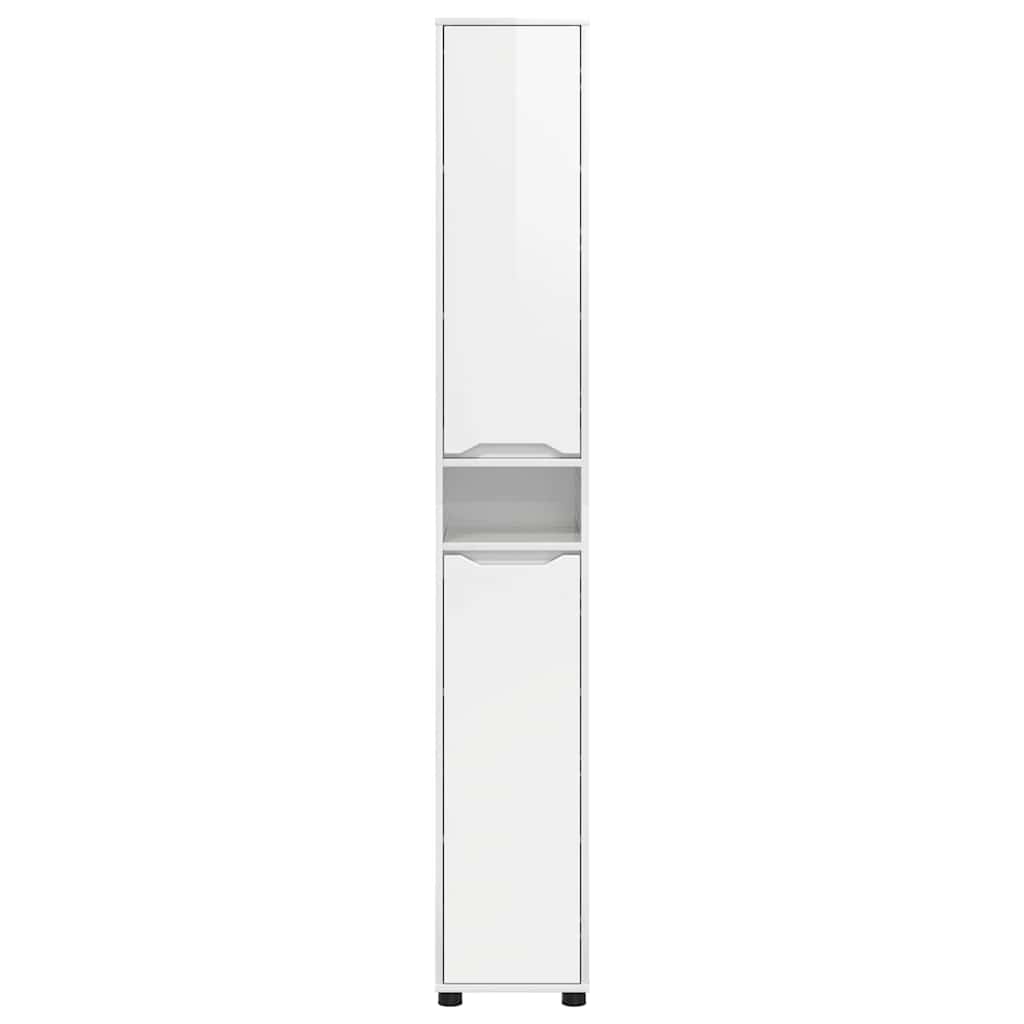 Badezimmerschrank mit Regal Hochglanz Weiß 30,5 x 30 x 195 cm