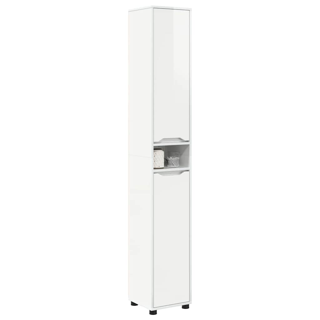 Badezimmerschrank mit Regal Hochglanz Weiß 30,5 x 30 x 195 cm