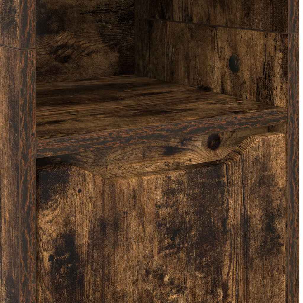 Badezimmerschrank mit Tür Geräucherte Eiche 30,5 x 30 x 195 cm