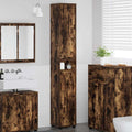 Badezimmerschrank mit Tür Geräucherte Eiche 30,5 x 30 x 195 cm