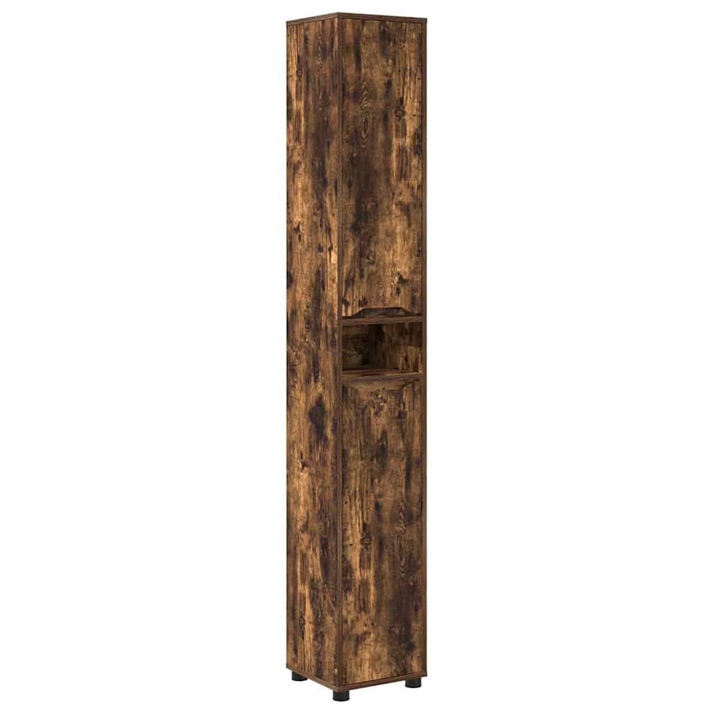 Badezimmerschrank mit Tür Geräucherte Eiche 30,5 x 30 x 195 cm
