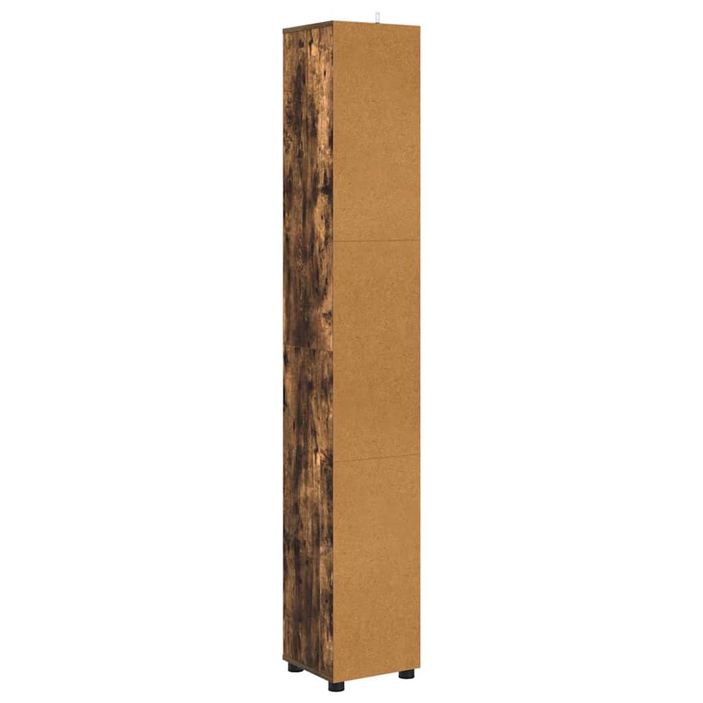 Badezimmerschrank mit Tür Geräucherte Eiche 30,5 x 30 x 195 cm