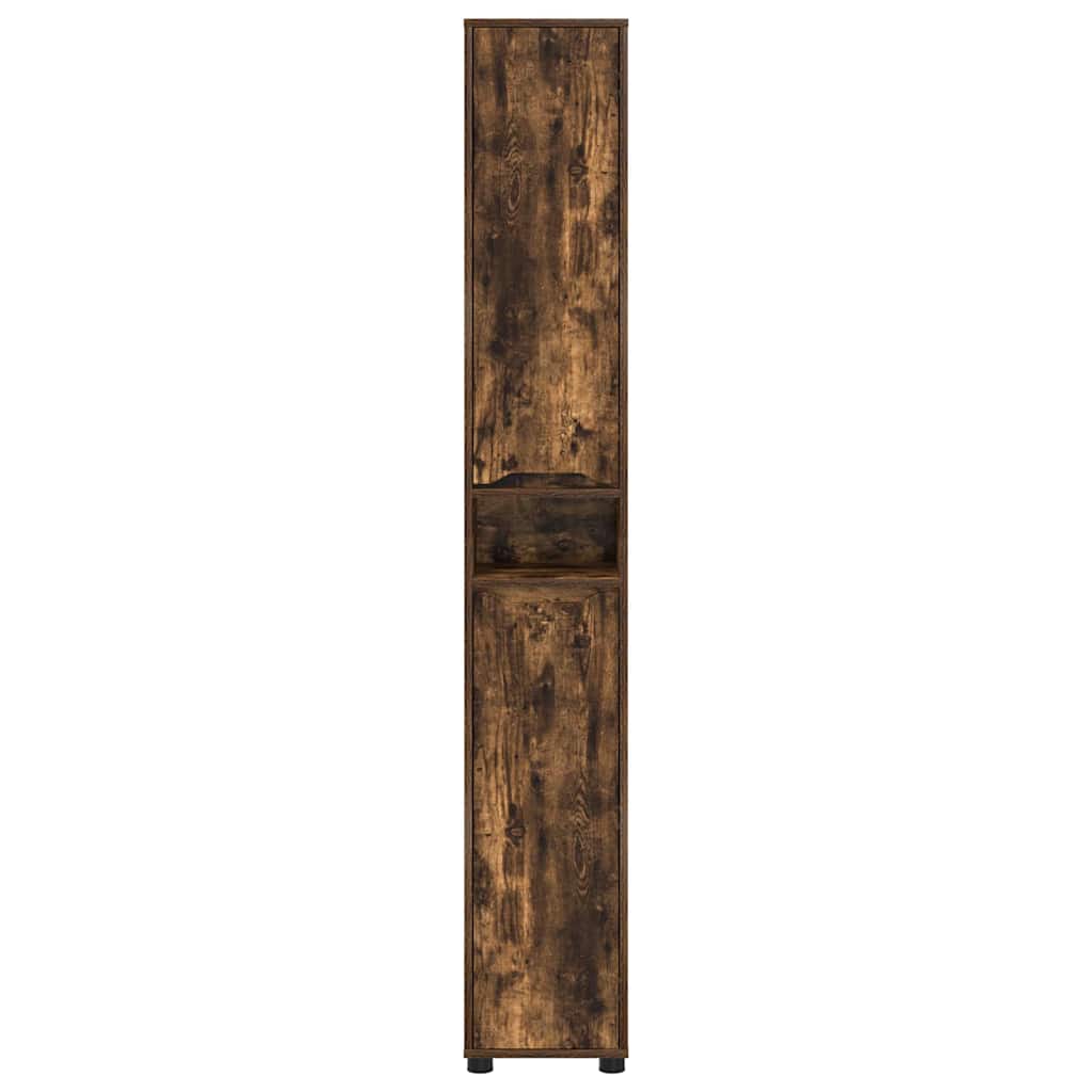 Badezimmerschrank mit Tür Geräucherte Eiche 30,5 x 30 x 195 cm