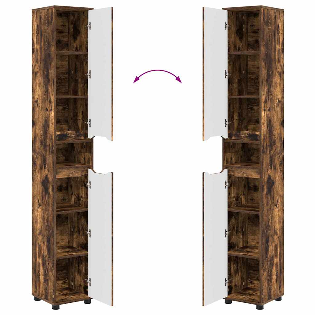 Badezimmerschrank mit Tür Geräucherte Eiche 30,5 x 30 x 195 cm