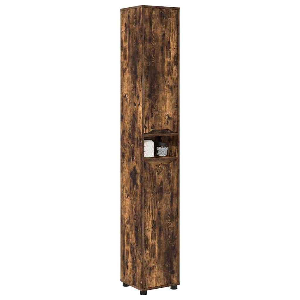 Badezimmerschrank mit Tür Geräucherte Eiche 30,5 x 30 x 195 cm