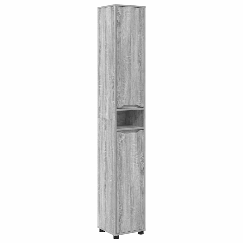 Badezimmerschrank mit Regal Graues Sonoma 30,5 x 30 x 195 cm