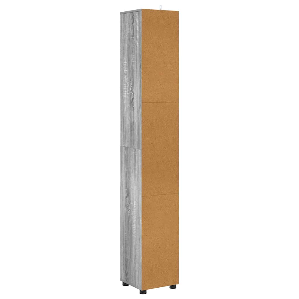 Badezimmerschrank mit Regal Graues Sonoma 30,5 x 30 x 195 cm